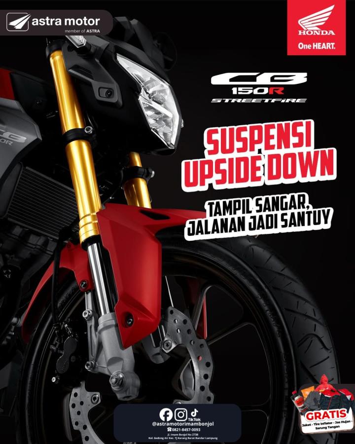 Astra Motor Imam Bonjol Tawarkan Promo Spesial Honda CB150R Streetfire dengan Suspensi Upside Down
